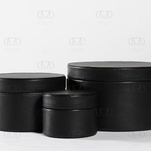 Aangepaste lederen doos, ronde geschenkdoos - gepersonaliseerde huwelijksgeschenkdoos, sieradenorganisator, cadeau voor vrouw, verjaardagscadeau voor haar