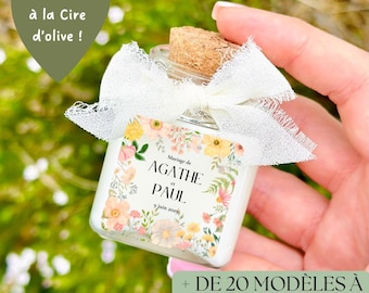 Personalized candle for weddings, baptisms, communions, and events | Mini candle 50 ml | Personalized party favors