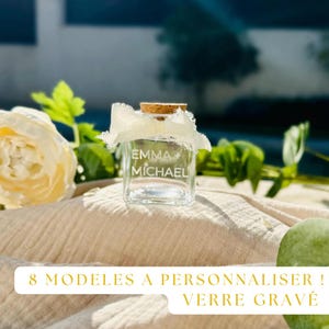 12 Fläschchen - personalisierte Glasbehälter + Korken | Hochzeitsgeschenk, Taufe, Geburtstag, Kommunion | Bonbonglas | Gastgeschenk