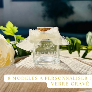 12 Vials - personalized glass containers + cork stopper | Wedding gift, baptism, birthday, communion | candy jar | guest gift