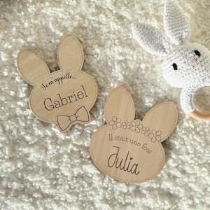 Personalized baby birth card Wooden rabbit. Welcome baby card | Birth souvenir | Birth gift | baby gift | souvenir