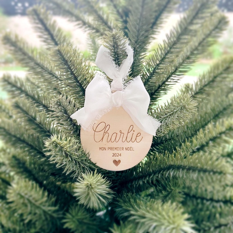 Adorno navideño de madera - Mi primera Navidad | Personalizable - Decoración - Árbol de Navidad - Nacimiento - Niño - Bebé - Niña - Niño - Nombre imagen 1