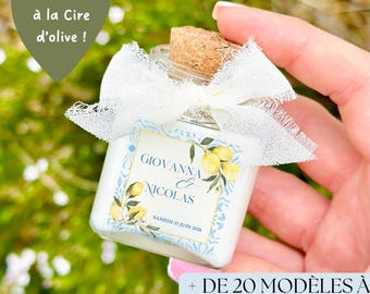 Personalized candle for wedding, baptism, communion, event | Mini candle 45 ml | Personalized guest gifts
