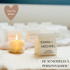 Personalized candle for wedding, baptism, communion, event | Mini Bubbles candle | Personalized guest gifts