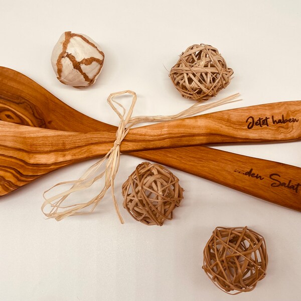 Salatbesteck Holz, Personalisiert, Pfalz, Olivenholz, Hochzeitsgeschenk, Geschenk für Paare, Salatschüssel, Weihnachtsgeschenk