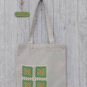 Handmade Vintage Tote Bag, Shopper Satchel Bag, Crochet Boho Hippie Bag, Knit Beach Bag, Student Linen Bag