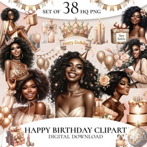 Geburtstag Mädchen Clipart, Jubiläum Mädchen Clipart, schwarze Frau Clipart, Geburtstag Mädchen png, Planer Mädchen Clipart, schwarze Mädchen Geburtstag Clipart