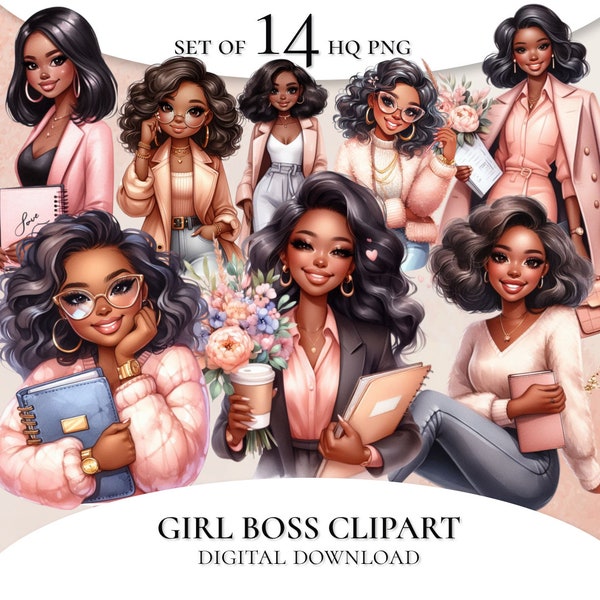 Black Women Clipart, Office Girl Clipart, Black Women Lady Boss Clipart, Black Girl Magic, Planner Girl Clipart, Girl Boss Clipart