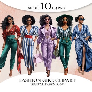 Black Women Clipart, Office Girl Clipart, Black Women Lady Boss Clipart, PNG for Stickers/Planner/Scrapbook/Paper Crafts/Print