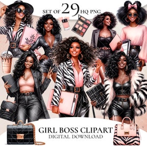 Black Women Clipart, Planner Girl Clipart, Office Girl Clipart, Black Women Lady Boss Clipart, Black Girl Cliart, Black Girl Magic