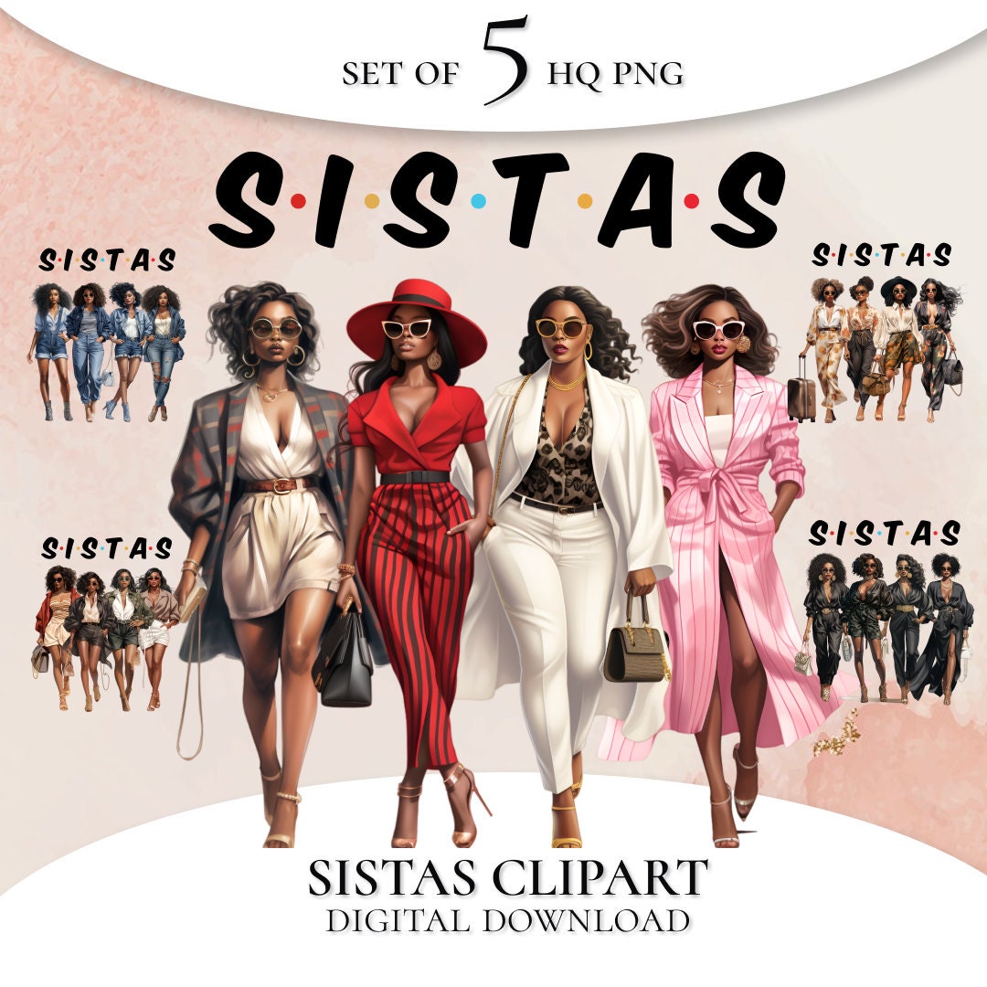 Imágenes prediseñadas PNG de hermanas negras: diseños de mujeres negras a  la moda (descarga digital) - Etsy México, image size:1080x1080