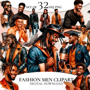 Black Men Clipart Bundle, African American Men Clipart, Black Man Clipart, Business Man Clipart