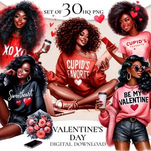 Valentijnsdag clipart, Valentijnsdag meisje, motivatie meisje clipart, zwarte vrouw clipart, motiverende baas babe png, zwarte meid clipart