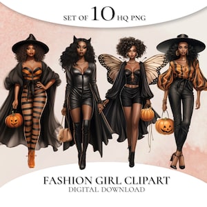 Halloween Clipart, Black Woman Clipart, Black Girl Witches Clipart, Witch Clipart, Halloween Girl, Magic Witch Clipart, Planner Girl Clipart