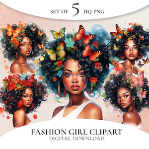 Afro Women Clipart, Afro Woman PNG, Afro Fashion Clipart, Afro Woman Clipart, Afro Png Design, Afro Girl Clipart, Black Girl Magic