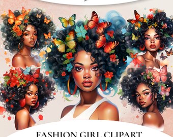 Afro Women Clipart, Afro Woman PNG, Afro Fashion Clipart, Afro Woman Clipart, Afro Png Design, Afro Girl Clipart, Black Girl Magic