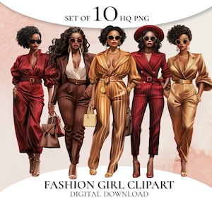 Black Women Clipart, Black Women Lady Boss Clipart, Office Girl Clipart PNG for Stickers/Planner/Scrapbook/Paper Crafts/Print