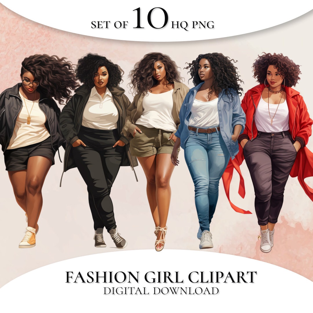 Curvy Black Women Clipart, Black Women, African American Clipart ...