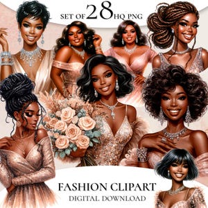 Bundle de cliparts fille en robe, clipart femme noire, mode des cliparts, planificateur des cliparts fille, des cliparts filles bien roulées, des cliparts jolies femmes