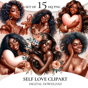 Zelfliefde clipart, zwarte vrouw clipart, planner meisje clipart, zwarte meid magie, zwarte meid clipart, mooi meisje lipart