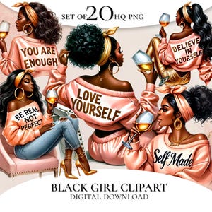 Clipart fille noire, clipart fille Afro, Black Boss Lady, femme afro noire, clipart femme noire, motivation Babe patron, mode femme forte