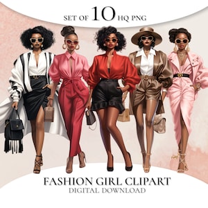 Black Women Clipart, Office Girl Clipart, Black Women Lady Boss Clipart, PNG for Stickers/Planner/Scrapbook/Paper Crafts/Print