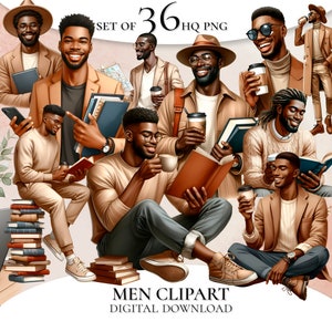 Black Men Clipart Bundle, African American Men Clipart, Black Man Clipart, Business Man Clipart