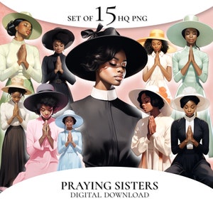 Praying Black Women PNG Clipart: Faith-Based Graphics (Digital Download)