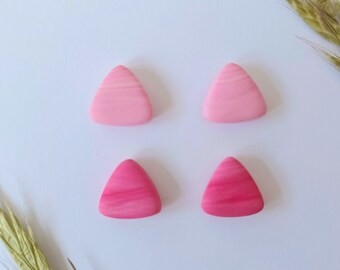 Pale Pink or Dark Pink Striped Triangle Stud Earrings, Hypoallergenic Plastic Posts