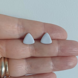 Light Grey Triangle Stud Earrings with Hypoallergenic Surgical Stainless Steel