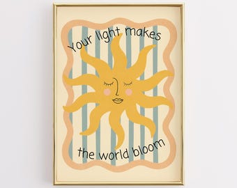 Sun Nursery Print, Positive Quote Kids Room Decor (Digital Download)