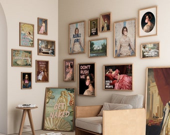 Conjunto ecléctico de arte mural para galería, láminas de retratos vintage (descarga digital)