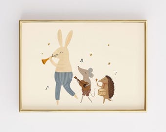 Woodland Animal Band Print, Nursery Wall Art (Digital Download)