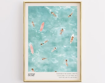 Coastal Wall Art, Aerial Beach Prints, Beachy Magazine Poster, Waves Print, Beachy Dorm Room Decor, Surf Wall Art, Trendy Digital Download