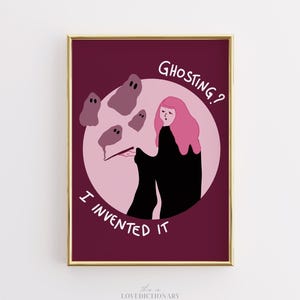Ghosting Halloween Print, Pink Preppy Wall Art, Funny Girly Ghost Quote Decor, Spooky Aesthetic Poster, Teen Girl Room Printable