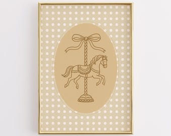 Vintage Carousel Horse Print, Nursery Circus Wall Art (Digital Download)