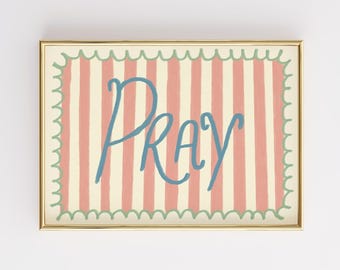 Pray Nursery Wall Art, Christian Nursery Decor, Simple Faith Based Kids Room Print, Prayer Wall Art for Children, Neutral Baby Decor