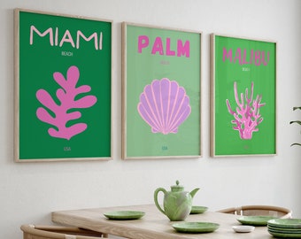 Miami Palm Malibu Print Set, Trendy Gallery Wall (Digital Download)