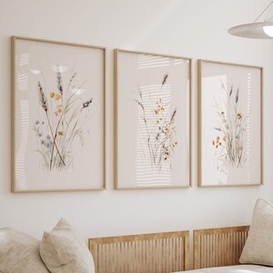 Wildflowers Print Set of 3, Watercolor Flower Gallery Wall Set, Boho ...