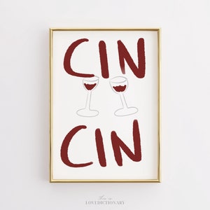 Hand Drawn Kitchen Wall Art, Kitchen Print, Cheers Wall Art, Retro Bar Cart Decor, Dining Room Wall Art, Trendy Kitchen Decor, Digital Art