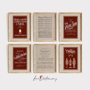 Vintage Christmas Typography Print Set | Vintage Christmas Art | Retro Wall Art | Digital Download | Vintage Xmas Holiday Art Print