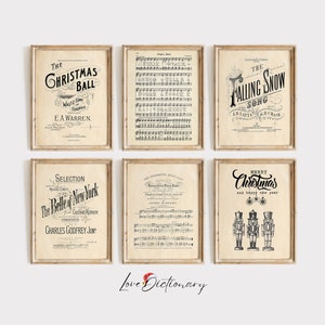 Vintage Christmas Typography Print Set | Vintage Christmas Art | Retro Wall Art | Digital Download | Vintage Xmas Holiday Art Print