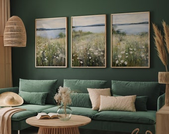 Wildflower Field Set van 3 prints, vintage boerderijmuurkunst (digitale print)