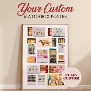 Custom Matchbox Print, Trendy Matches Poster, Retro Matchbox Wall Art, Personalized Aesthetic Print for Apartment, Instant Digital Download