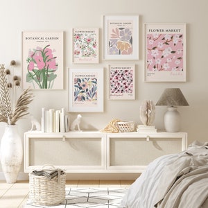 Flower Market Prints, Set of 6, Floral Wall Set, City Flower Poster, Gallery Wall Art Set, Botanical art prints, Marseille, Prague, Digital