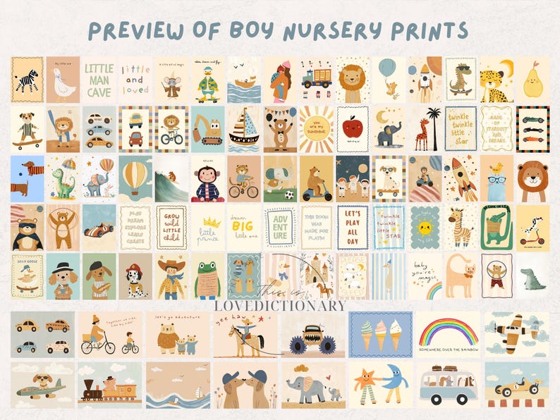 Bundle of +1250 Nursery Prints, Kids Room Wall Art, Baby Room Decor, Playful Animal Prints, Eclectic Nursery Wall Art, Educational Prints image 7