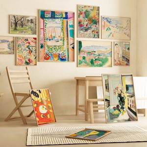 12 Henri Matisse Prints Decor, Eclectic Gallery Wall Set,  Exhibition Bundle, Impressionist Painting Digital Download, Printable Wall Art