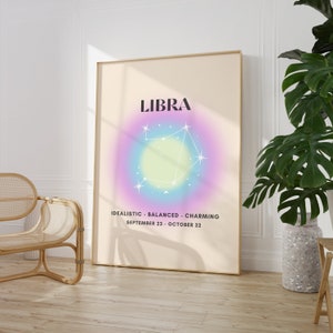 LIBRA Star Sign Instant Download Print, Zodiac Art Printable, Spiritual Wall Art, Aura Gradient Poster , DIGITAL DOWNLOAD.