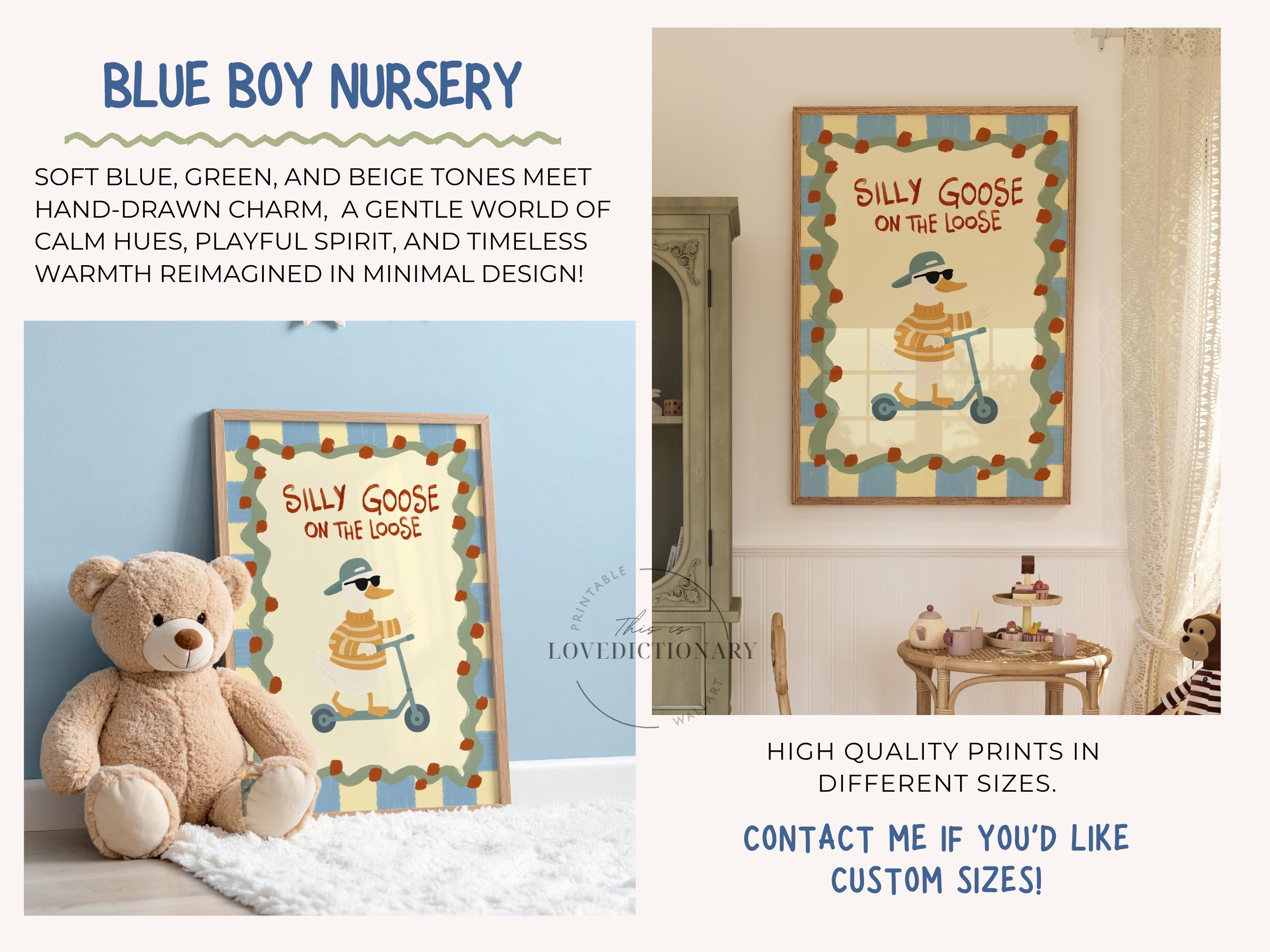 Silly Goose Nursery Print, Funny Duck Wall Art for Kids Room, Playful ...