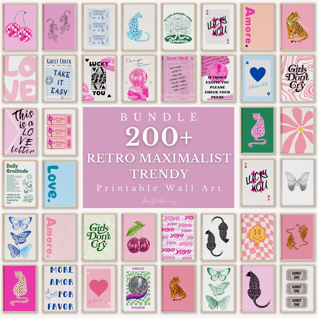 Buy Set 200 Trendy Wall Art, Eclectic Wall Art, Maximalist Wall Decor